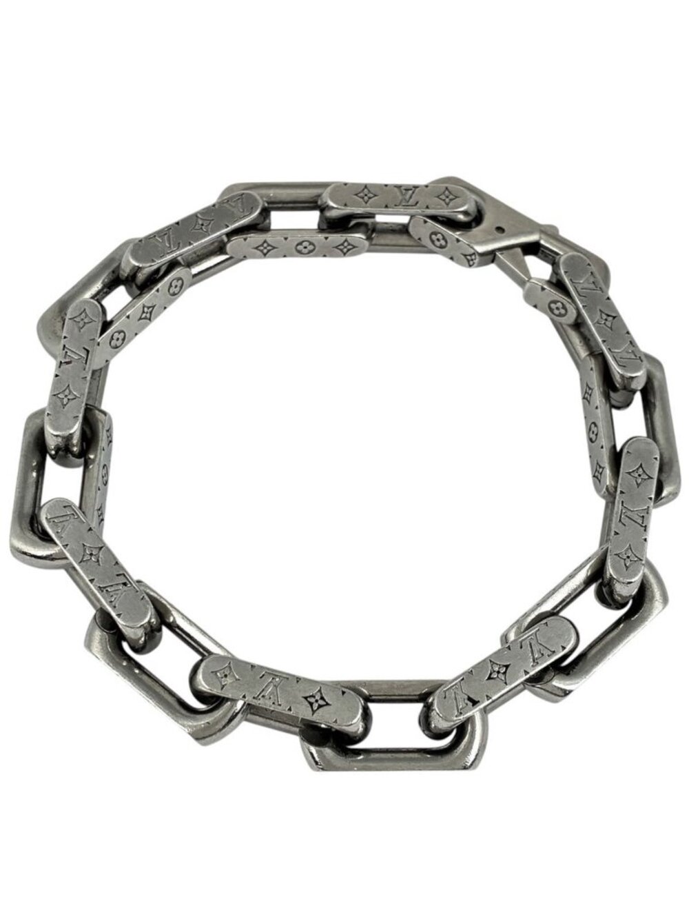 Louis Vuitton Bracelet Chain Monogram Metal Silver